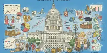 2025 Federal Budget: Key Allocations & National Impact Illustration of the 2025 Federal Budget with graphs and US Capitol