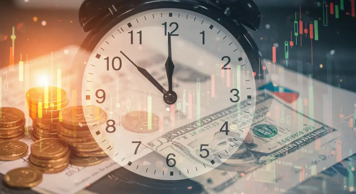 Financial instruments and a ticking clock symbolizing urgent financial planning