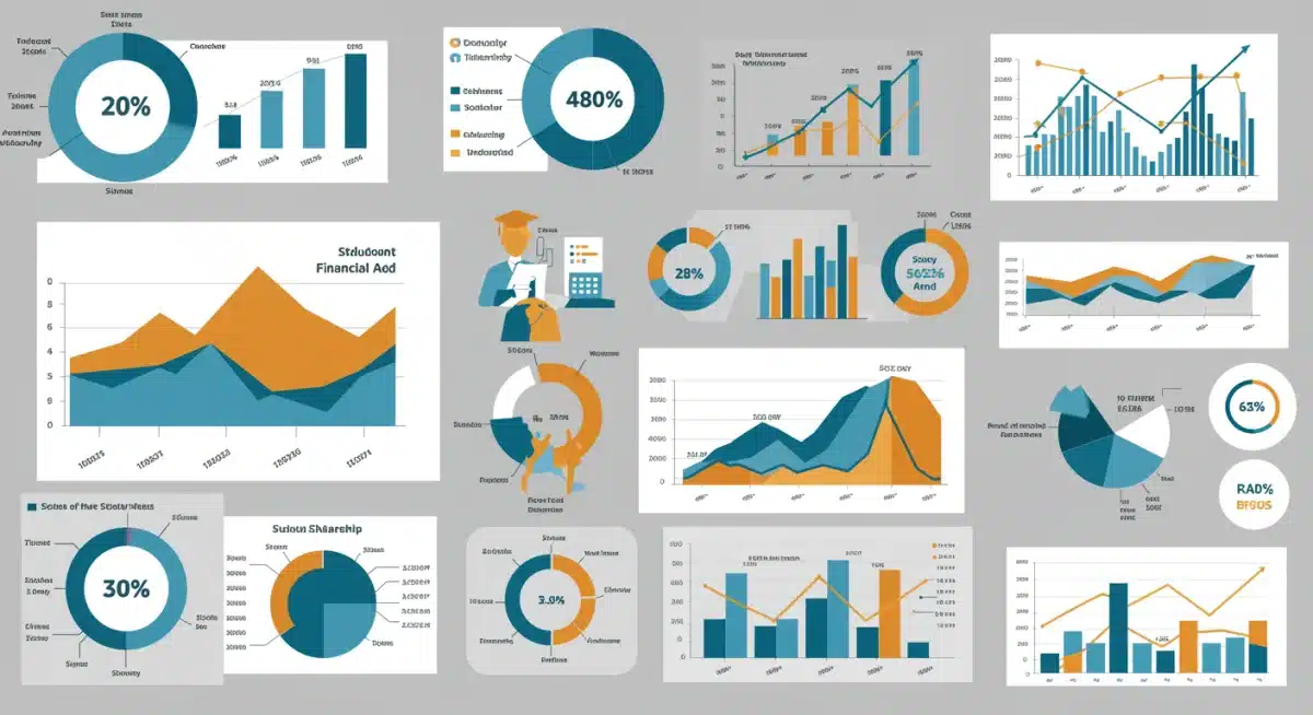 Infographic showing student financial aid data and scholarship opportunities.