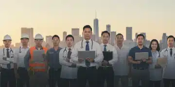 Diverse professionals representing the US labor market in early 2025