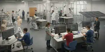 Students learning practical skills in modern healthcare, technology, and renewable energy vocational training programs in 2025.