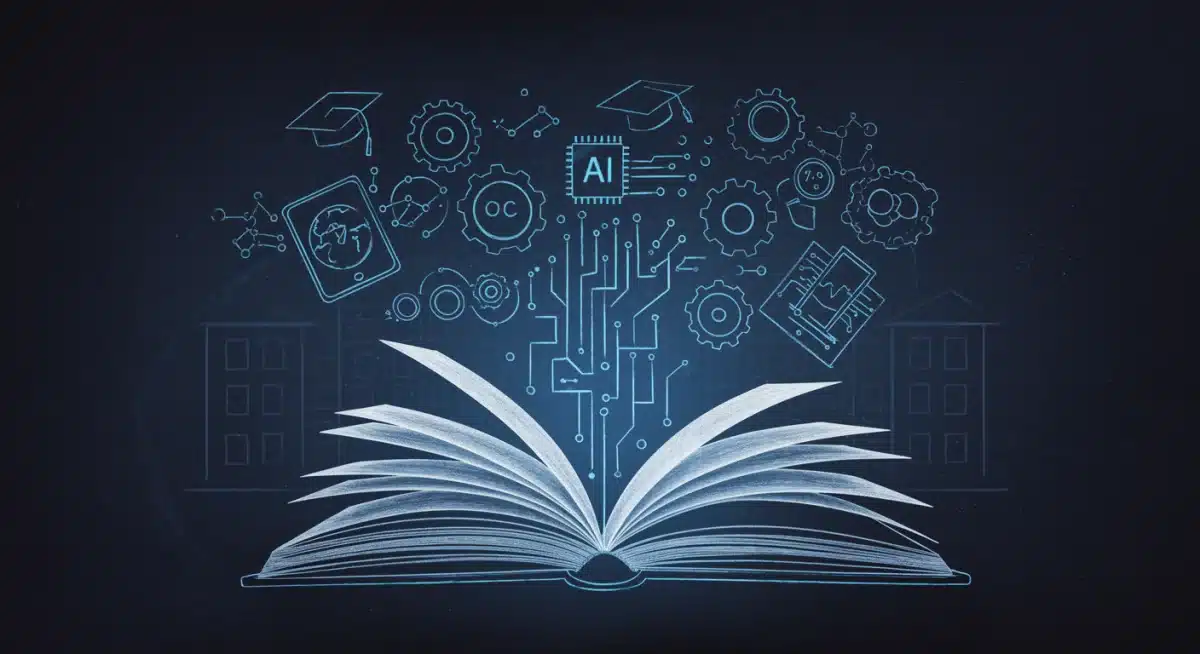 Illustration of AI integration into educational content and processes