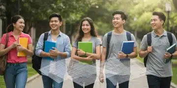 College students walking on campus, representing educational opportunity and financial aid success
