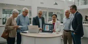 Diverse group discussing Medicare and Medicaid changes with healthcare professional