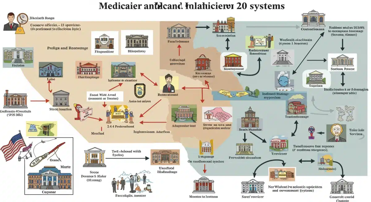 Infographic showing updated Medicare and Medicaid service and funding flows for 2025