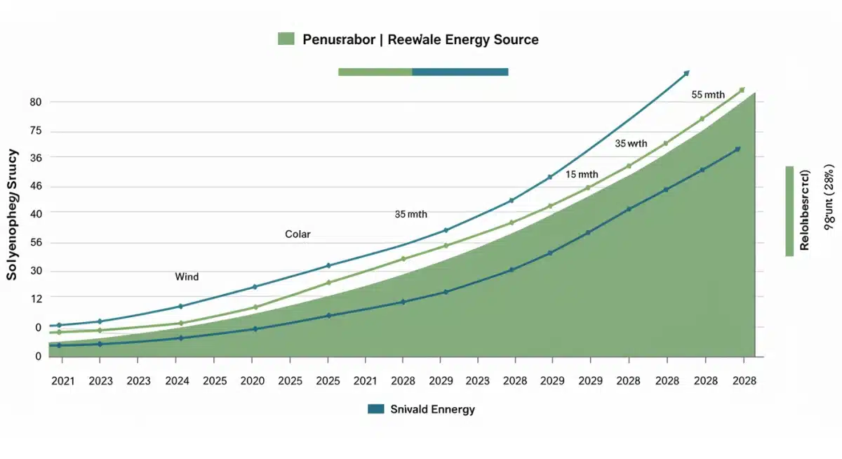 Chart showing the projected growth of renewable energy sources in the US through 2028.