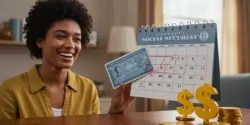 Man smiling with calendar and Social Security card, representing 2025 retirement benefits at age 67.