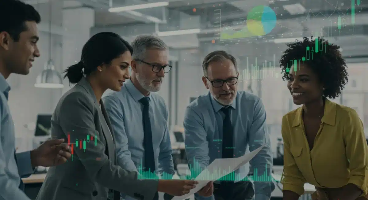 Diverse professionals collaborating in a modern office, representing a growing and dynamic US workforce.