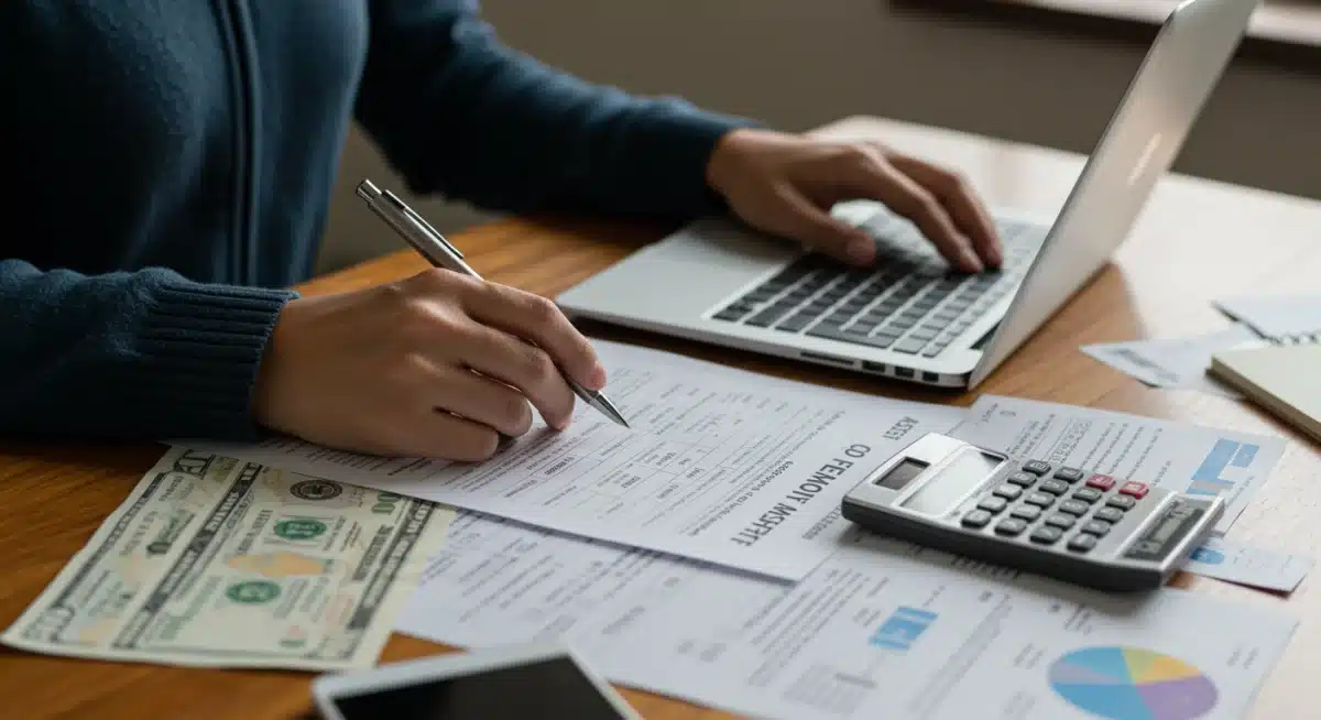 Person meticulously filling out FAFSA form on laptop, emphasizing the application process for federal education benefits.