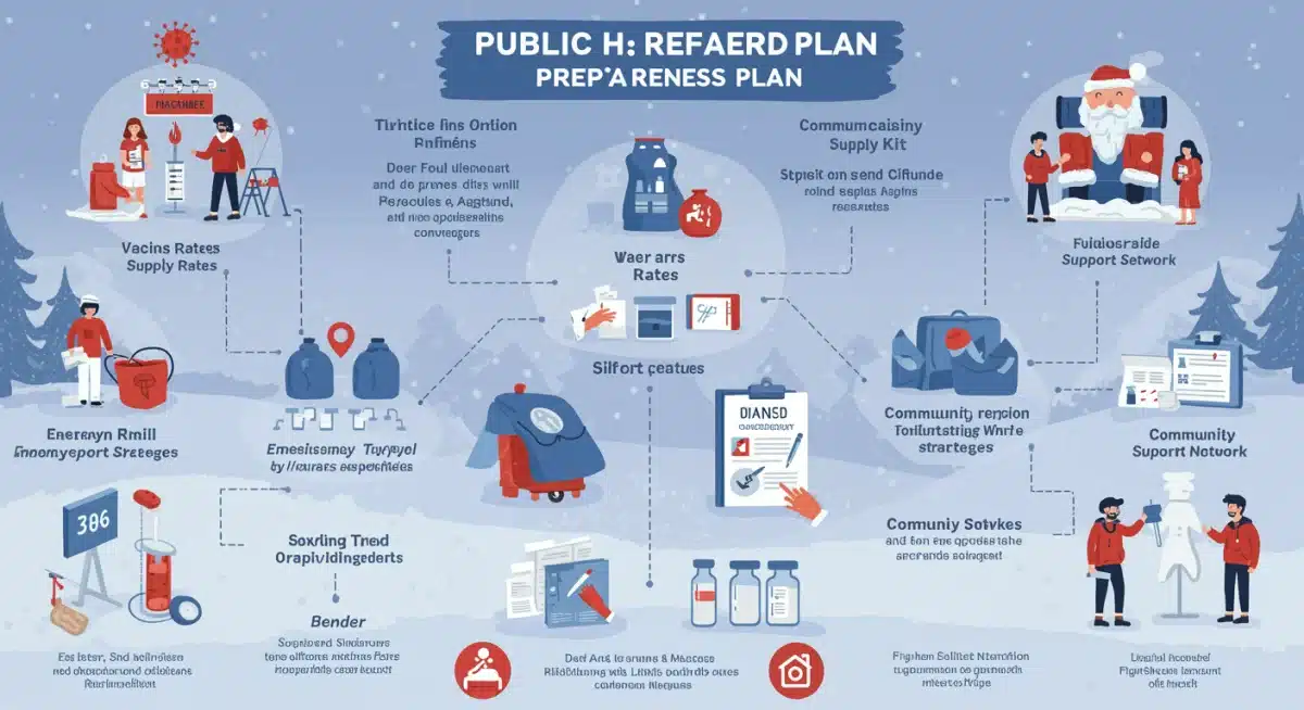 Infographic detailing public health preparedness plan components for winter.