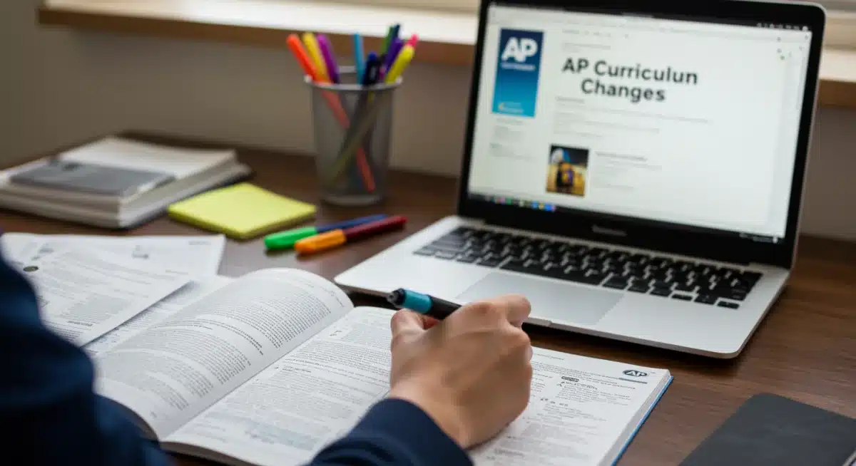 Student studying with AP curriculum update resources
