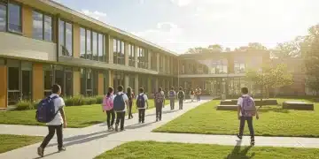 Students walking towards school, representing future education and NAEP's impact