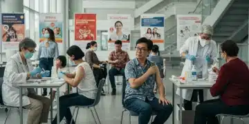 Community members receiving flu shots and other vaccines for winter health preparedness.