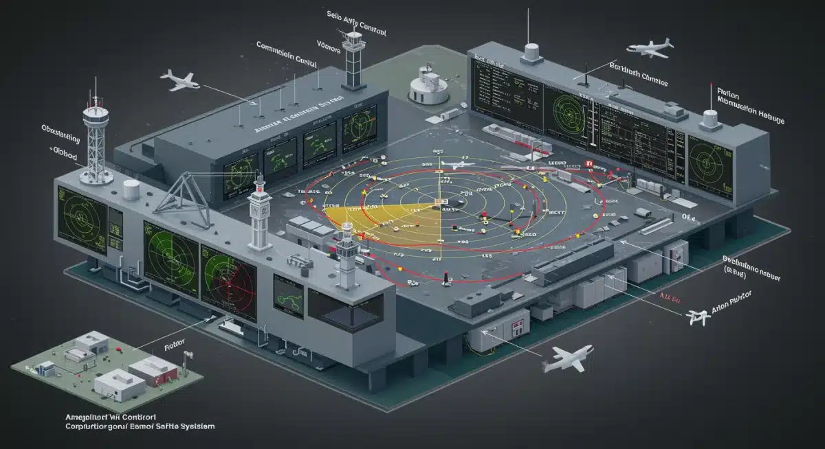 Visual representation of complex air traffic control systems and communication networks