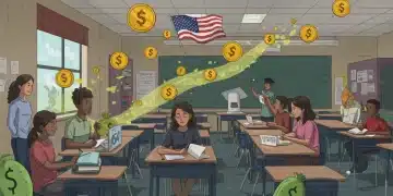 Students and teachers benefiting from federal education funding in a modern classroom