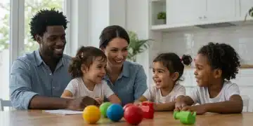 Happy family benefiting from dependent care financial savings