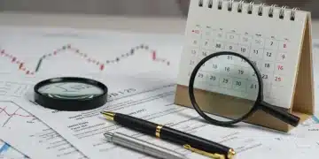 Detailed SEC regulations document with magnifying glass and 2025 calendar