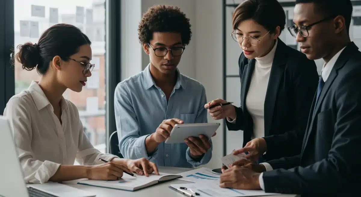 Small business owners discussing new IRS tax deadlines