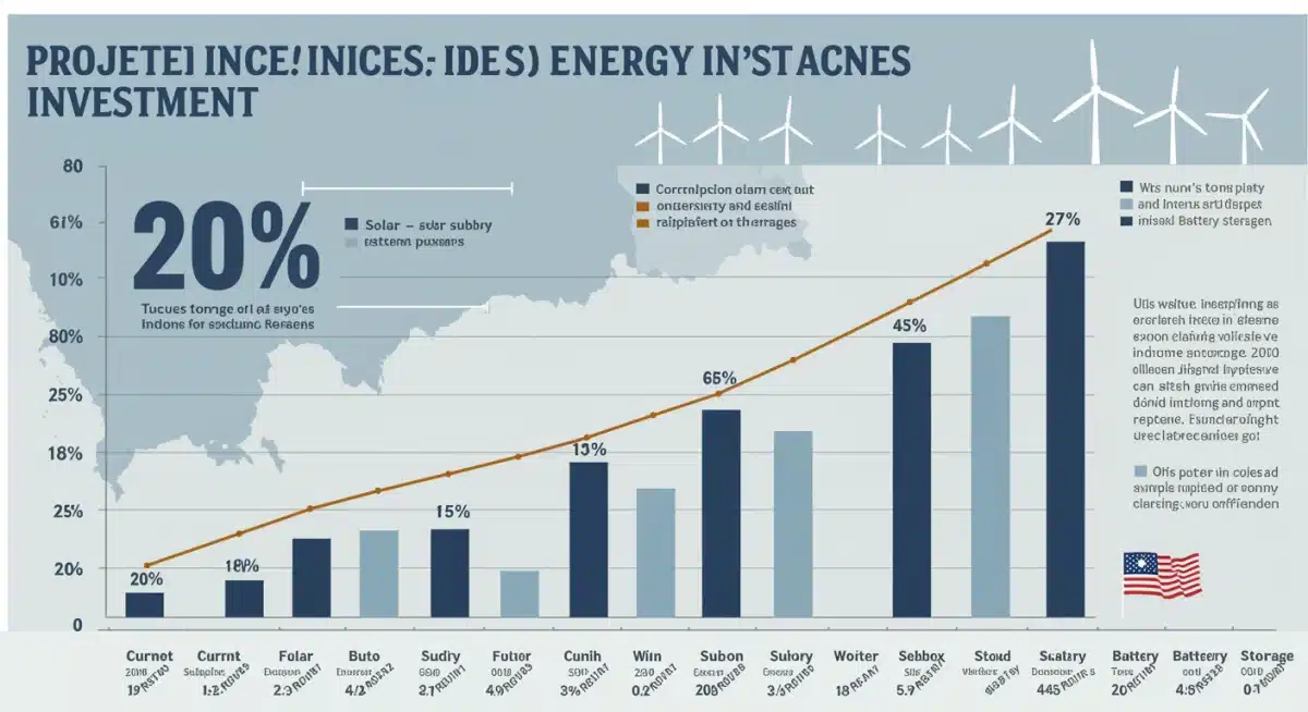 Infographic showing a 20% increase in US renewable energy investment by 2025.