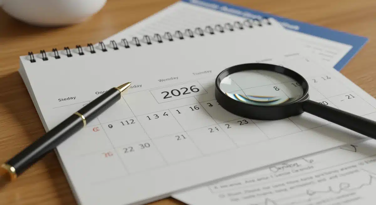 Calendar and documents representing 2026 elderly care benefits planning
