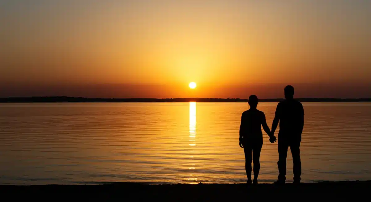 Couple enjoying a peaceful sunset, symbolizing secure retirement
