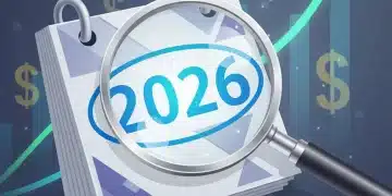 Calendar highlighting 2026 with financial symbols, representing future Social Security changes.