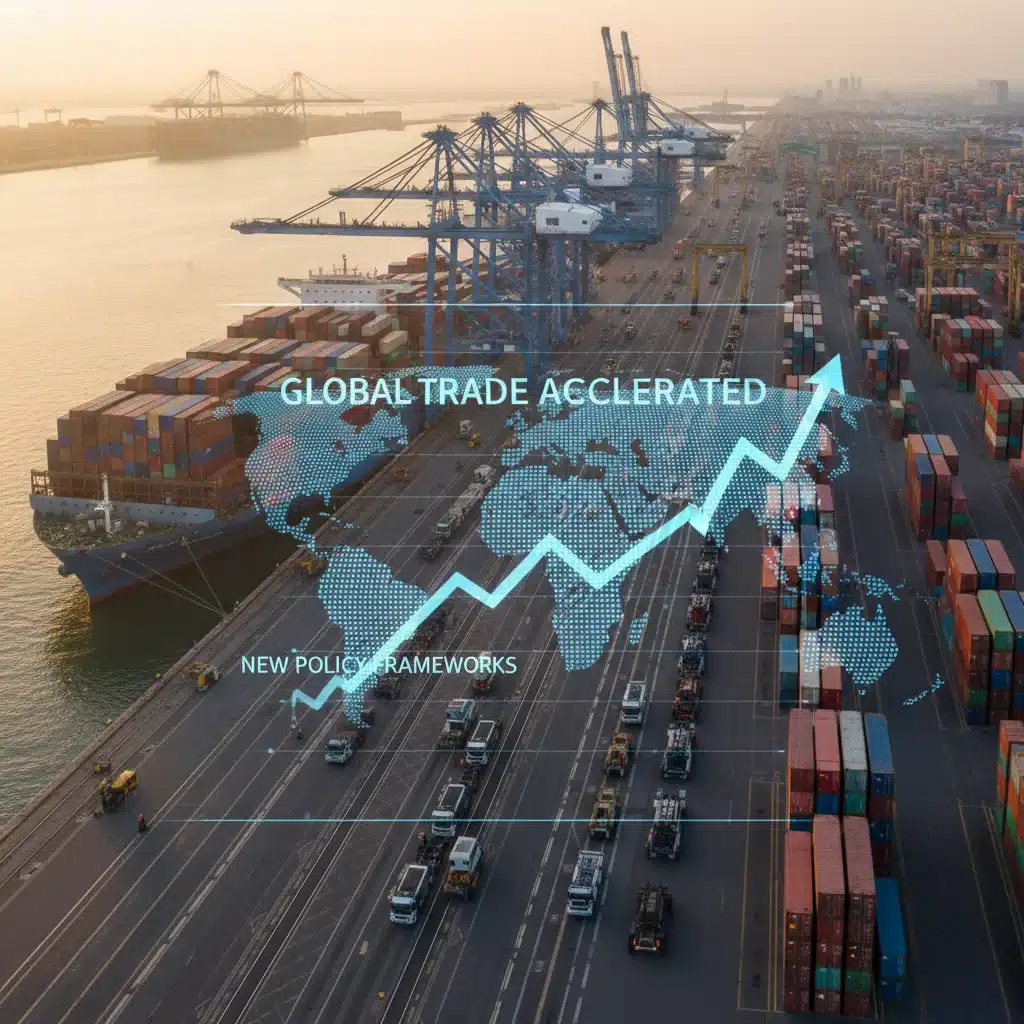 Global supply chain and logistics benefiting from new trade agreements.