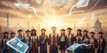 Students celebrating financial freedom with documents and a subtle 2026 in the background, symbolizing student loan forgiveness.