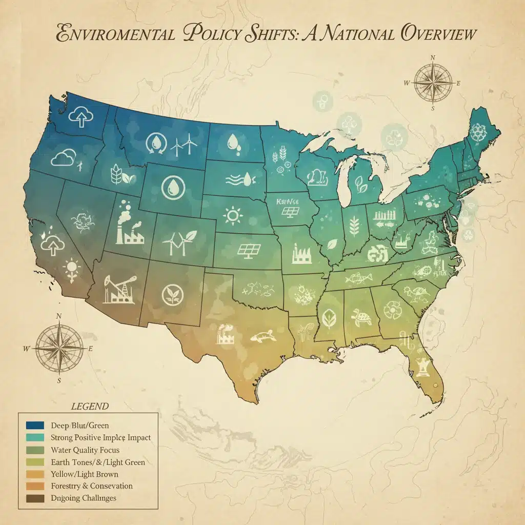 US map showing varied regional environmental policy impacts