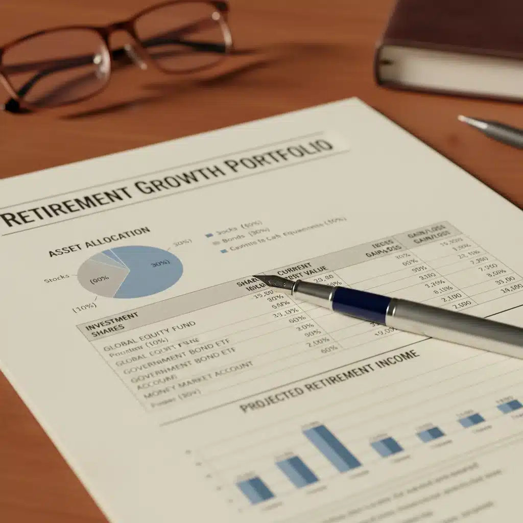 Close-up of retirement savings statement and pen