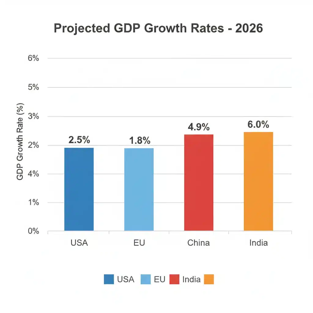 Projected GDP growth rates by major economies for 2026