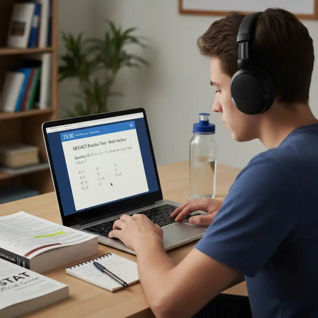 Student taking an online digital SAT/ACT practice test