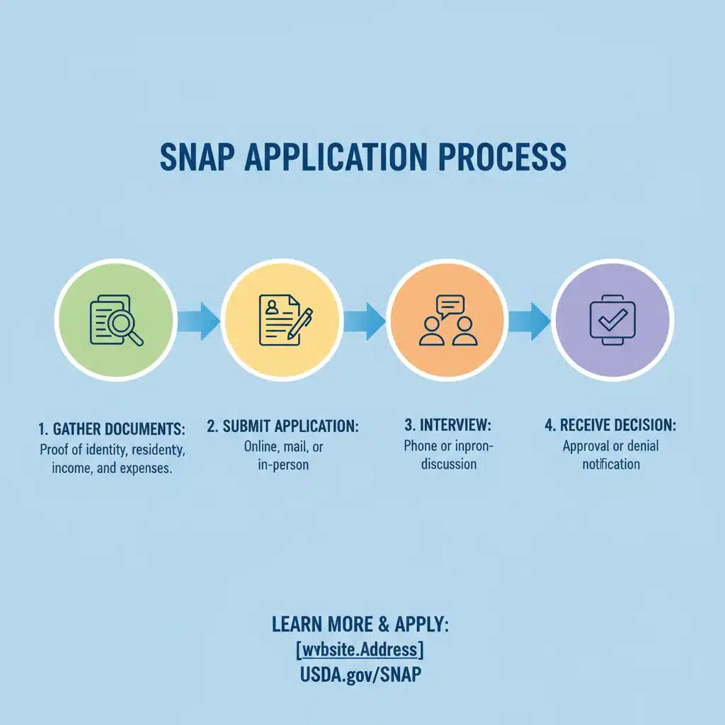 Infographic showing SNAP application steps