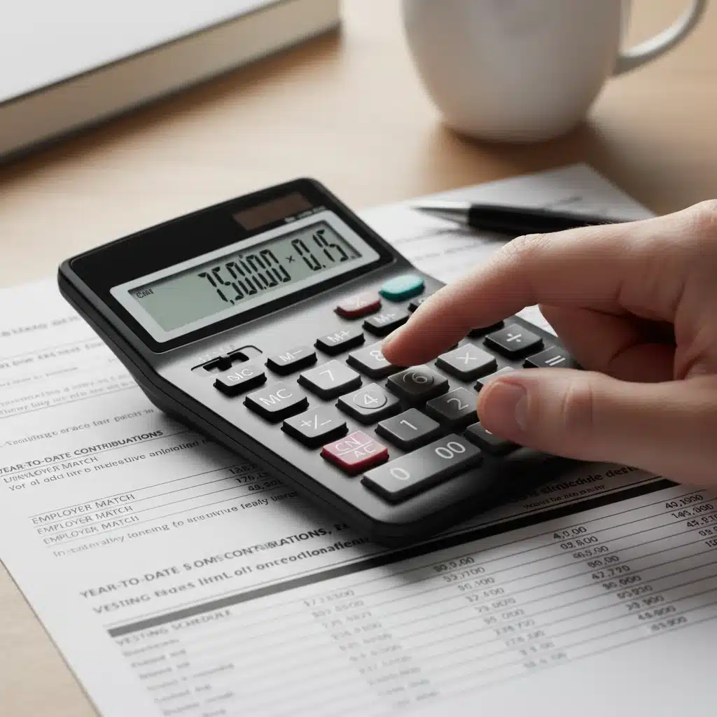 Calculating 401(k) contributions and retirement savings
