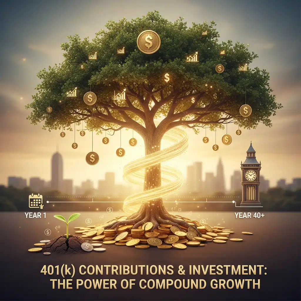 Compound interest growth in retirement savings