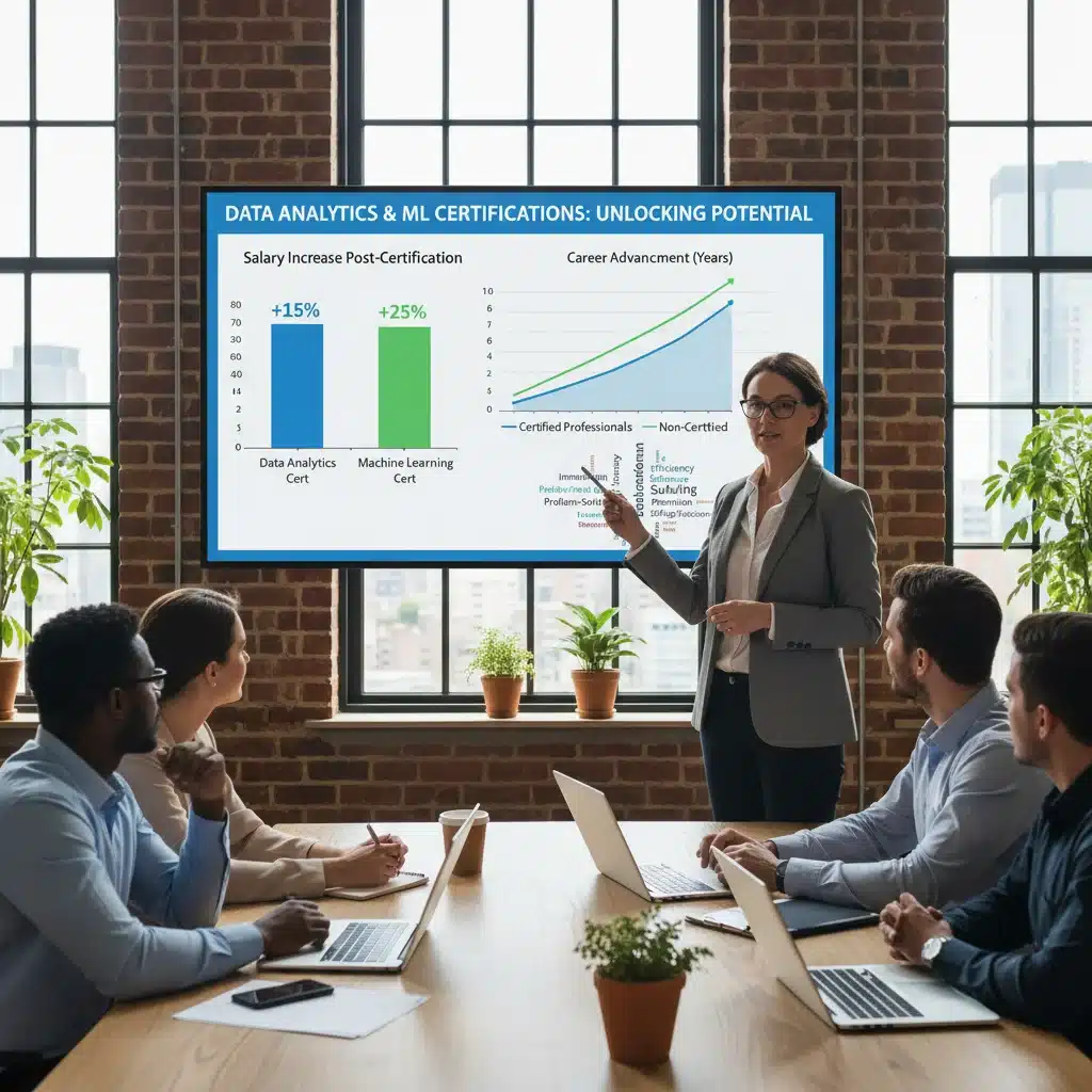 Data scientist presenting analytical insights to a team, showcasing data-driven decisions.