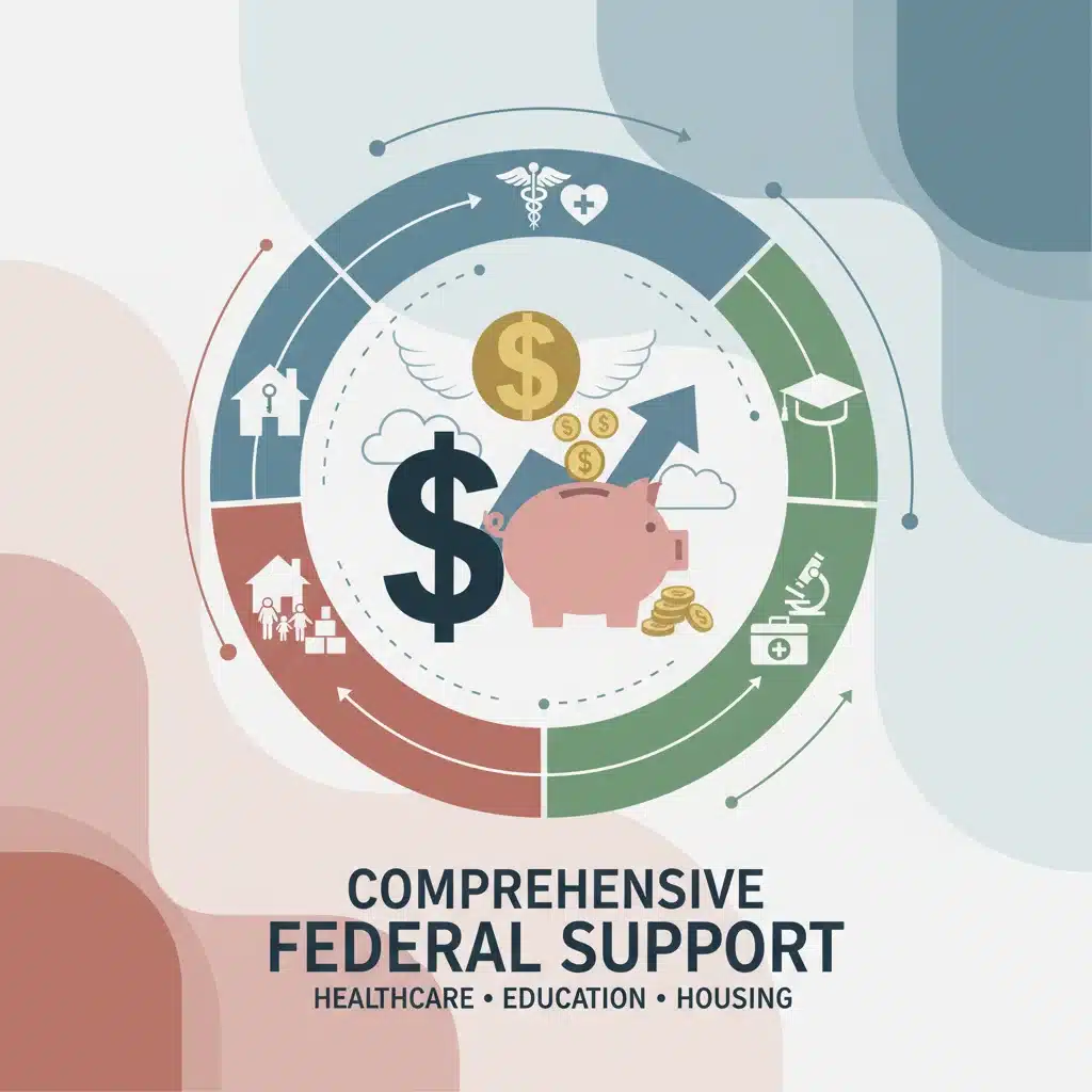 Graphic illustrating diverse federal financial aid programs