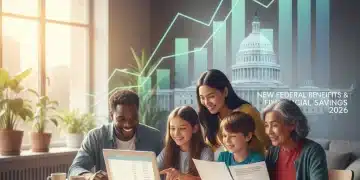 Family reviewing federal benefit documents on a laptop
