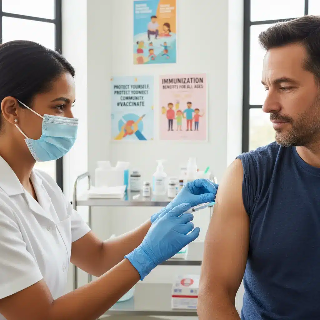Healthcare worker administering vaccine for virus prevention
